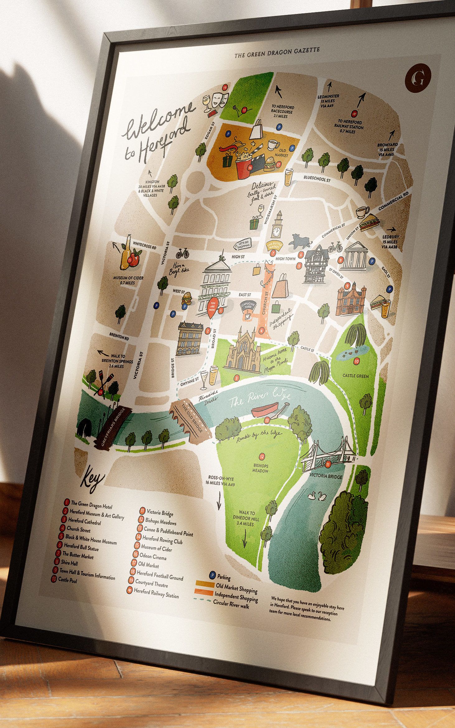 Illustrated map of the green dragon hotel