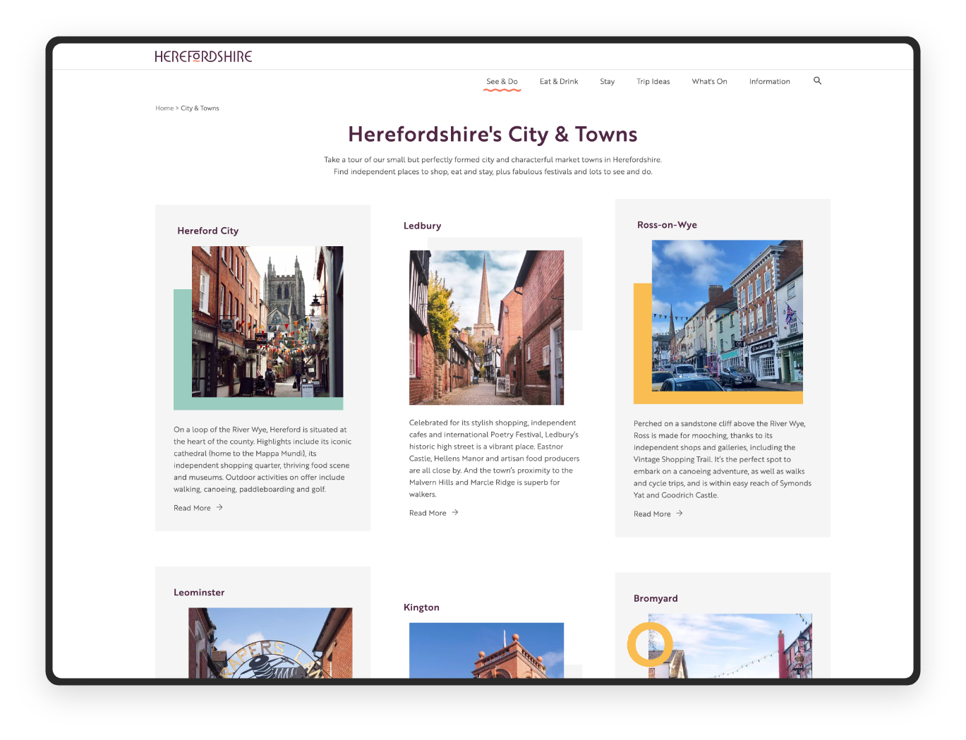 City and Towns Page