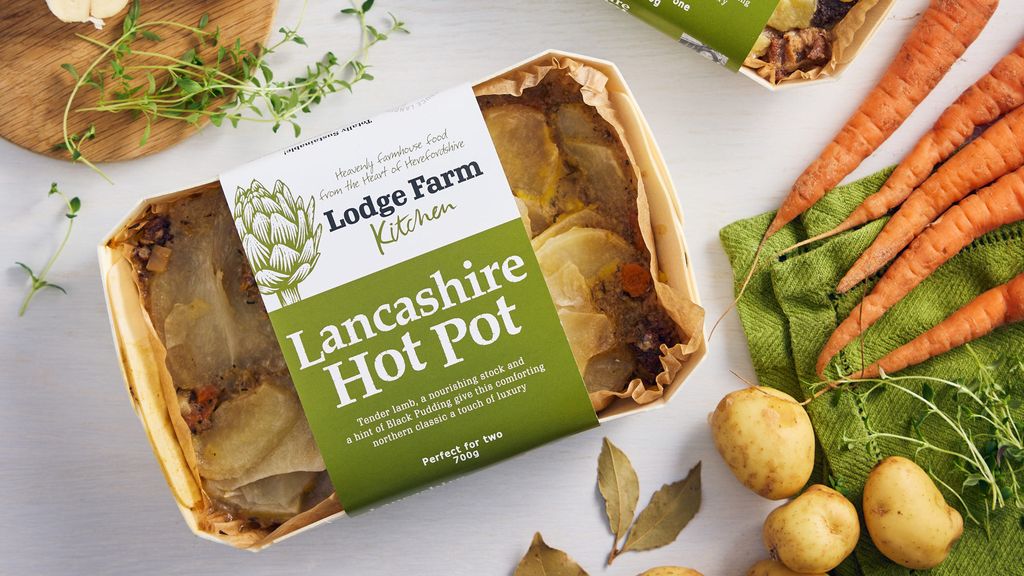 Lodge farm kitchen packaging with hot pot ingredients